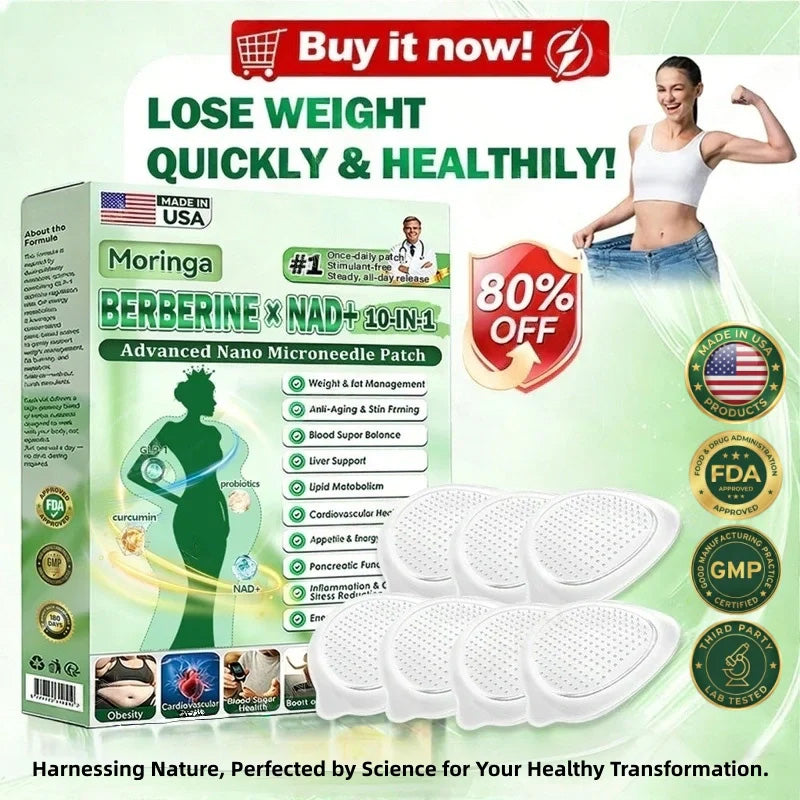 Lose Up to 45lbs: 10-in-1 Nano Microneedle Patch (Moringa & Berberine × NAD+)