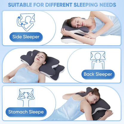 Neck support pillow for side sleepers, back sleepers and stomach sleepers