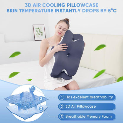 3D air cooling pillowcase over breathable memory foam